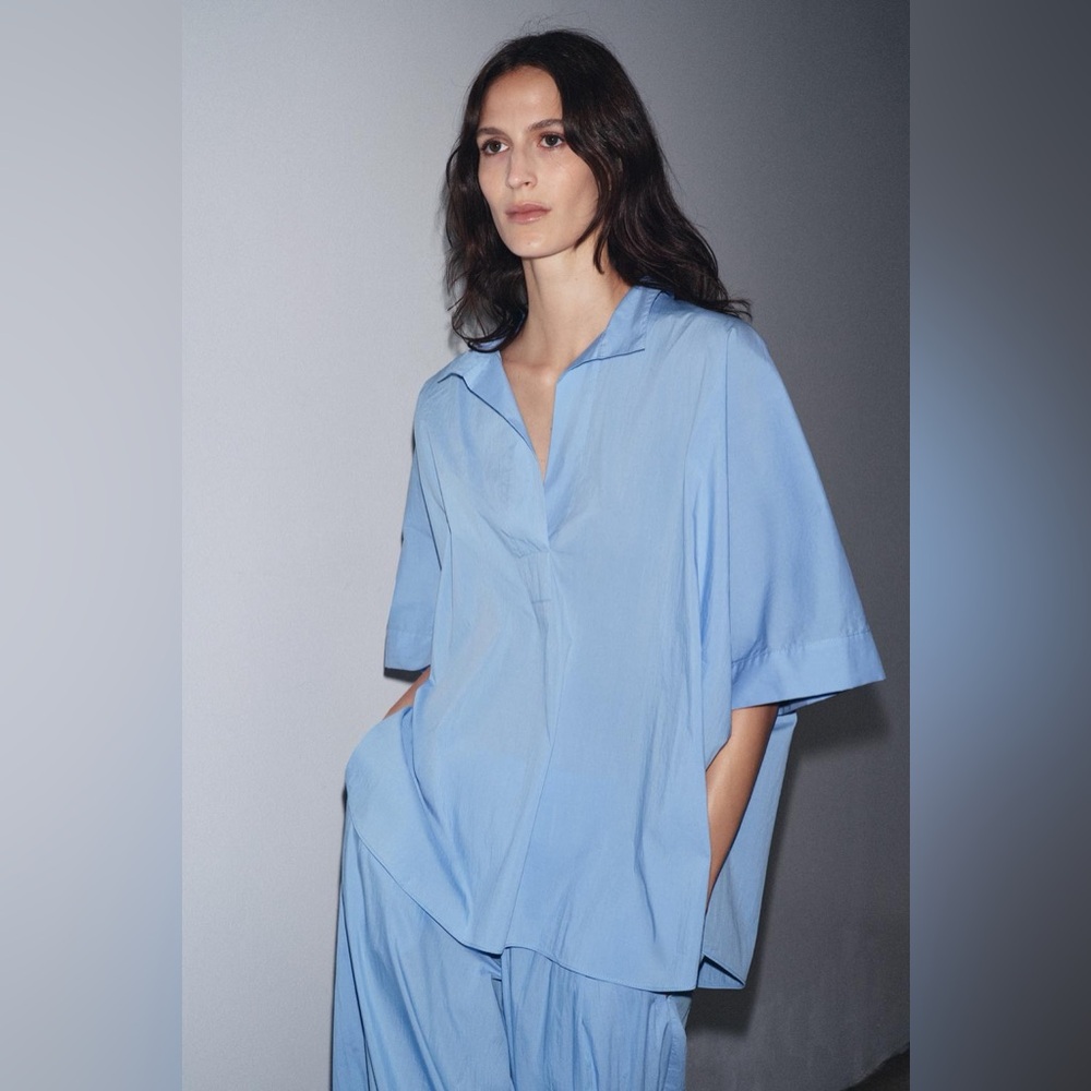 Zara Light Blue Oversized Shirt